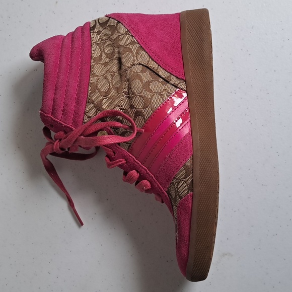 Coach Alara High Top Wedge Sneakers in Hot Pink 6.5 - Picture 4 of 12